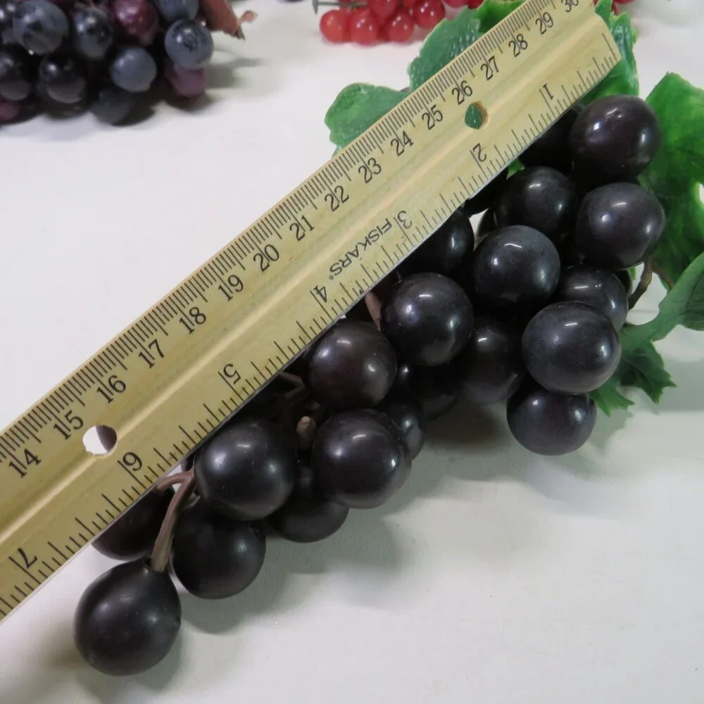 Vintage (4) faux fruit Dark Purple and Red Grapes (drapes well) Decor